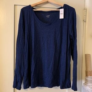 NWT Loft, Blue Silver Sparkle Top, L